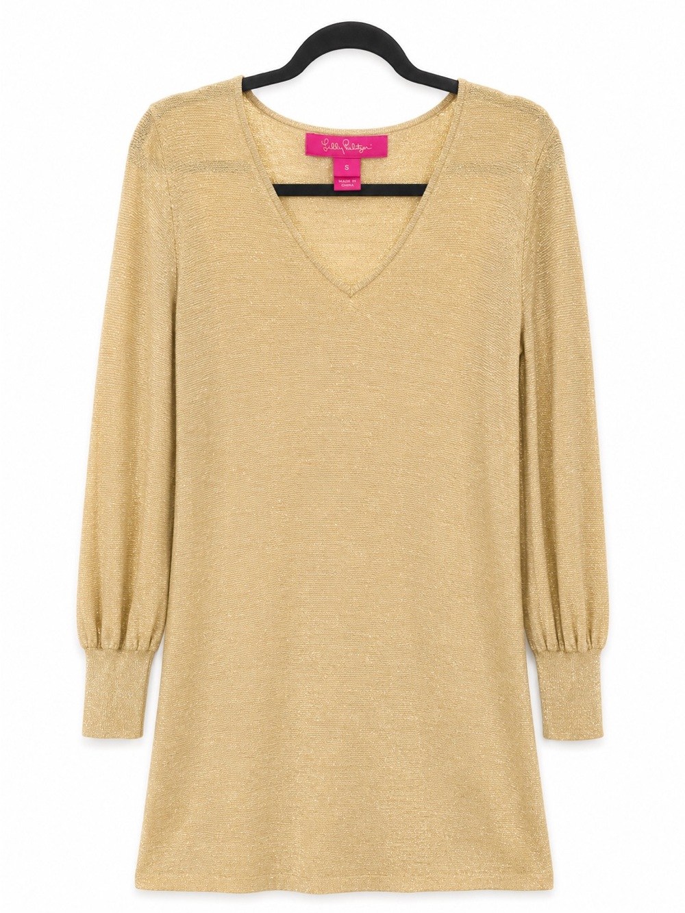 Lilly Pulitzer Sariya Long Sleeve Sweater Dress Tan Gold Small - Picture 1 of 4